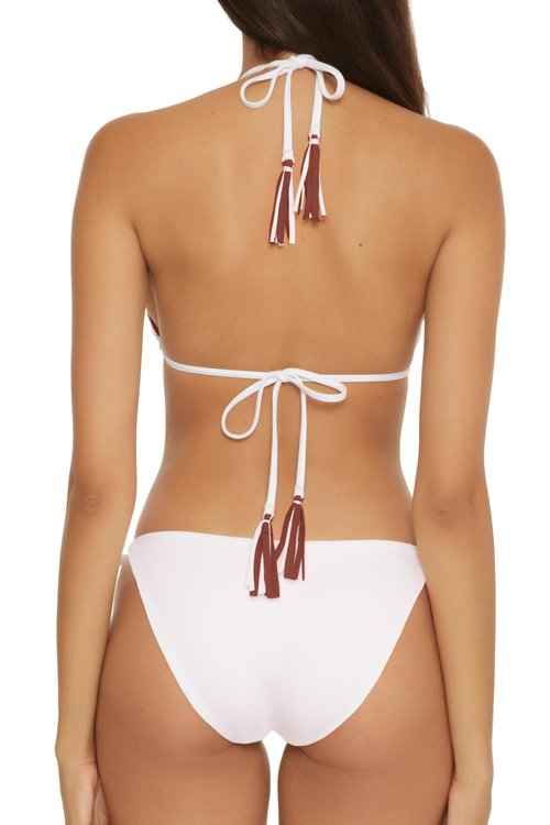 BECCA Women's Standard Modern Edge Reversible Triangle Top and Tie Side Bottom Bikini Set, Adjustable, Two Piece Swimsuits, Coconut