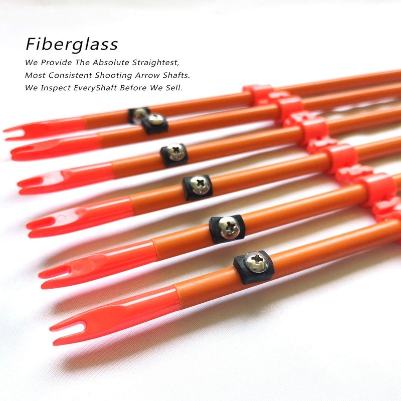 Bow Fishing Arrows - 34 Inch 8MM Fiberglass Arrows with Safety Slides | Pack of 6, ID 5/16 Inch