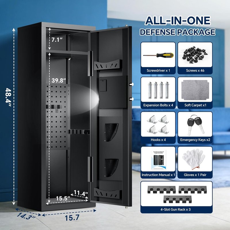 Rifle Safe for Home Security - Quick Access Digital Keypad | Adjustable Shelves for Shotguns & Ammo
