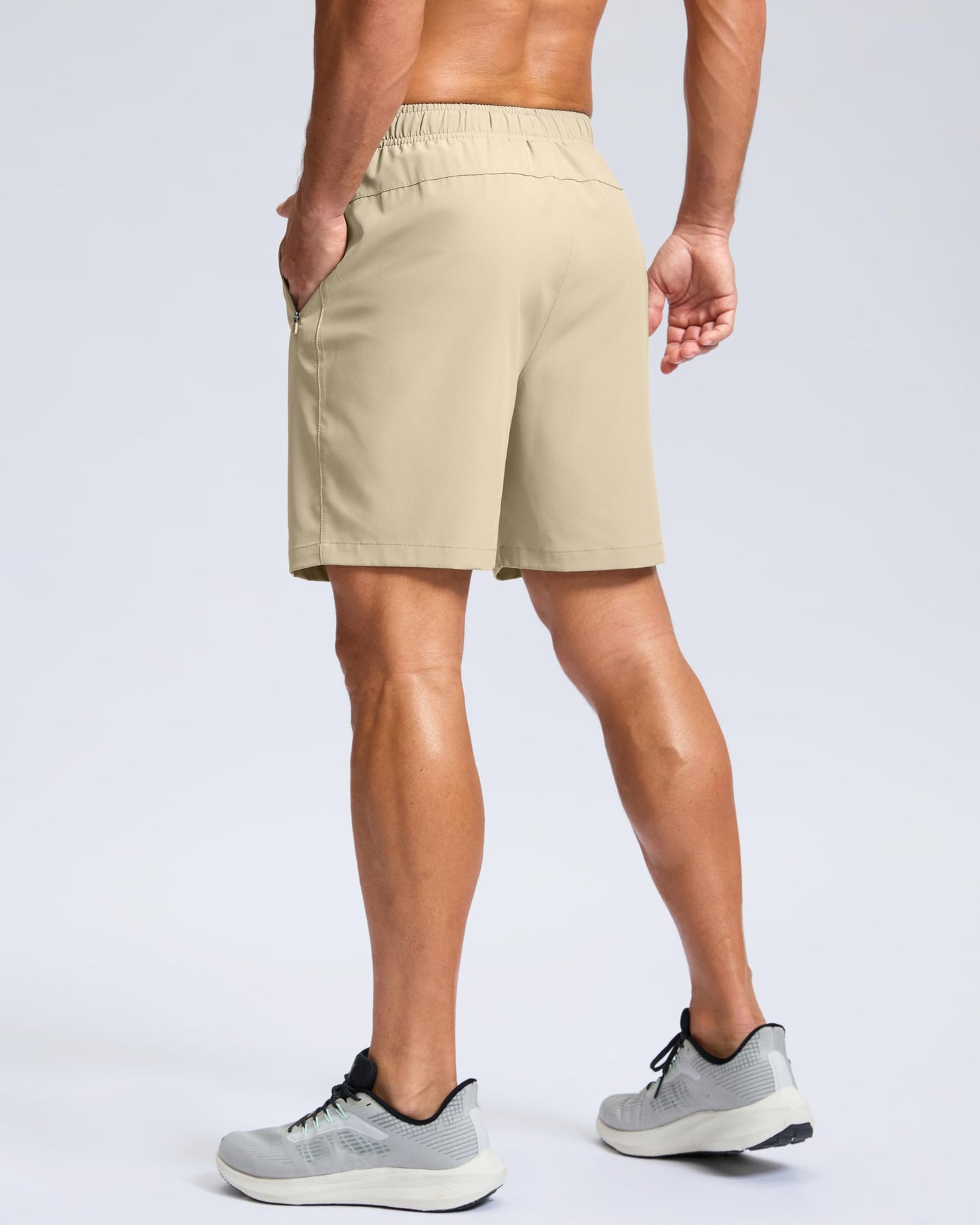G Gradual Men's Athletic Running Shorts with Zipper Pockets Quick Dry 7"/ 5"/ 9" Workout Gym Shorts for Basketball Hiking(Khaki,7XL)
