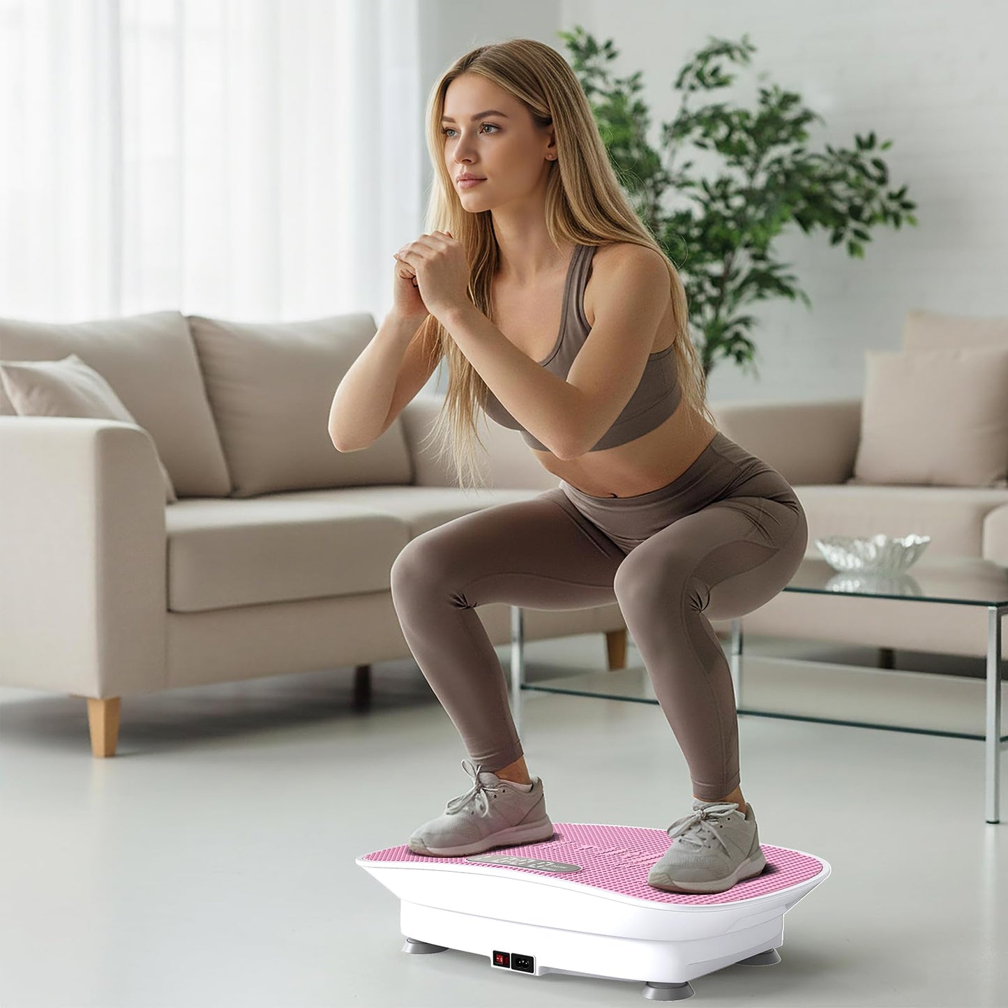 GYMAX Vibration Plate Exercise Machine, Vibration Plate with 10-Level Intensity, LED Display & Remote Control, Body Vibrating Plates Stand Shaking Platform Fat Burning Machine (Pink)