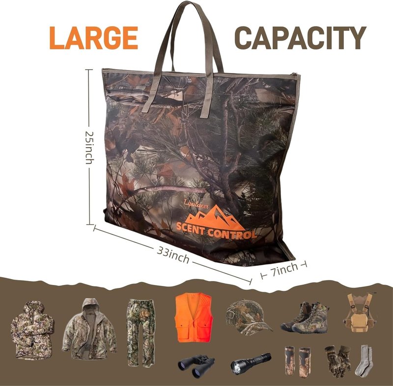 Scent Control Bag - Large 33x25 Inch Waterproof Scent Proof Storage for Hunting Gear | Leaf Camouflage