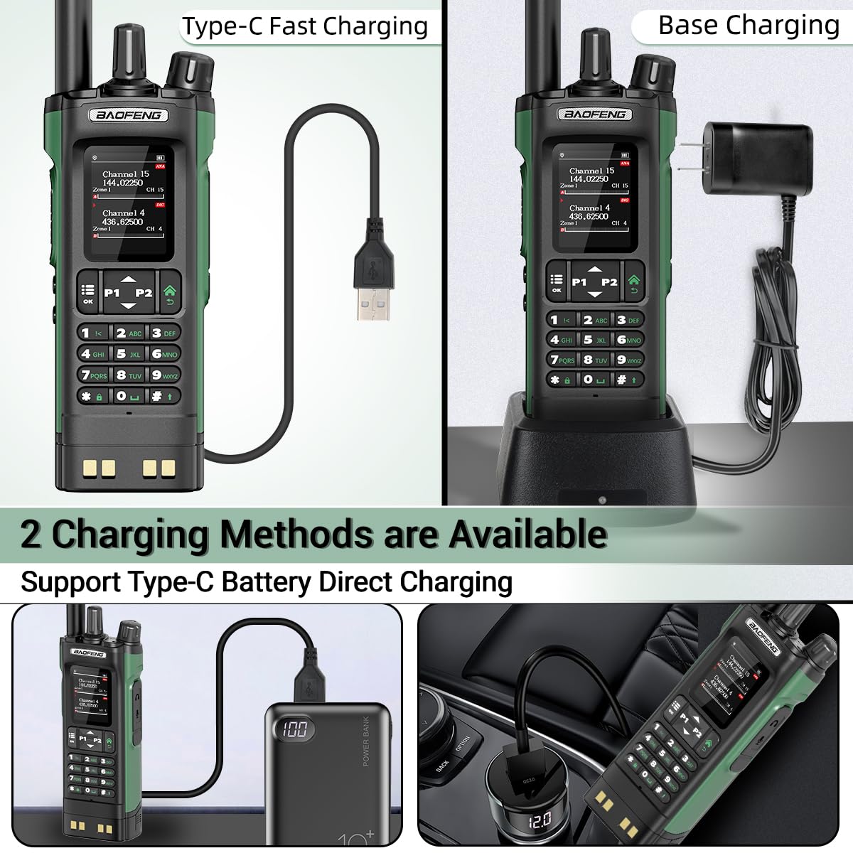 BAOFENG DM32 DMR Radio Ham Radio Handheld Rechargeable Walkie Talkies Long Range DM32UV Two Way Radio NOAA Weather Radio with GPS, Copy Frequency Battery USB-C Charger with Radio Holster (2Pack)