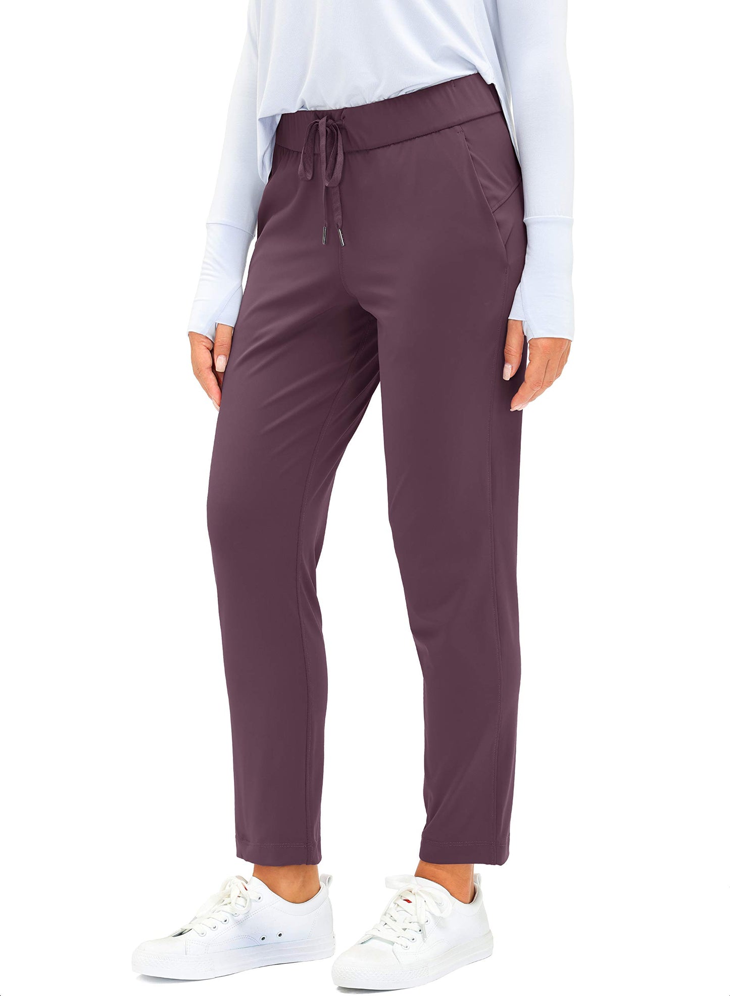 G Gradual Women's Pants with Deep Pockets 7/8 Stretch Sweatpants for Women Athletic, Golf, Lounge, Work (Wine Red, X-Large)