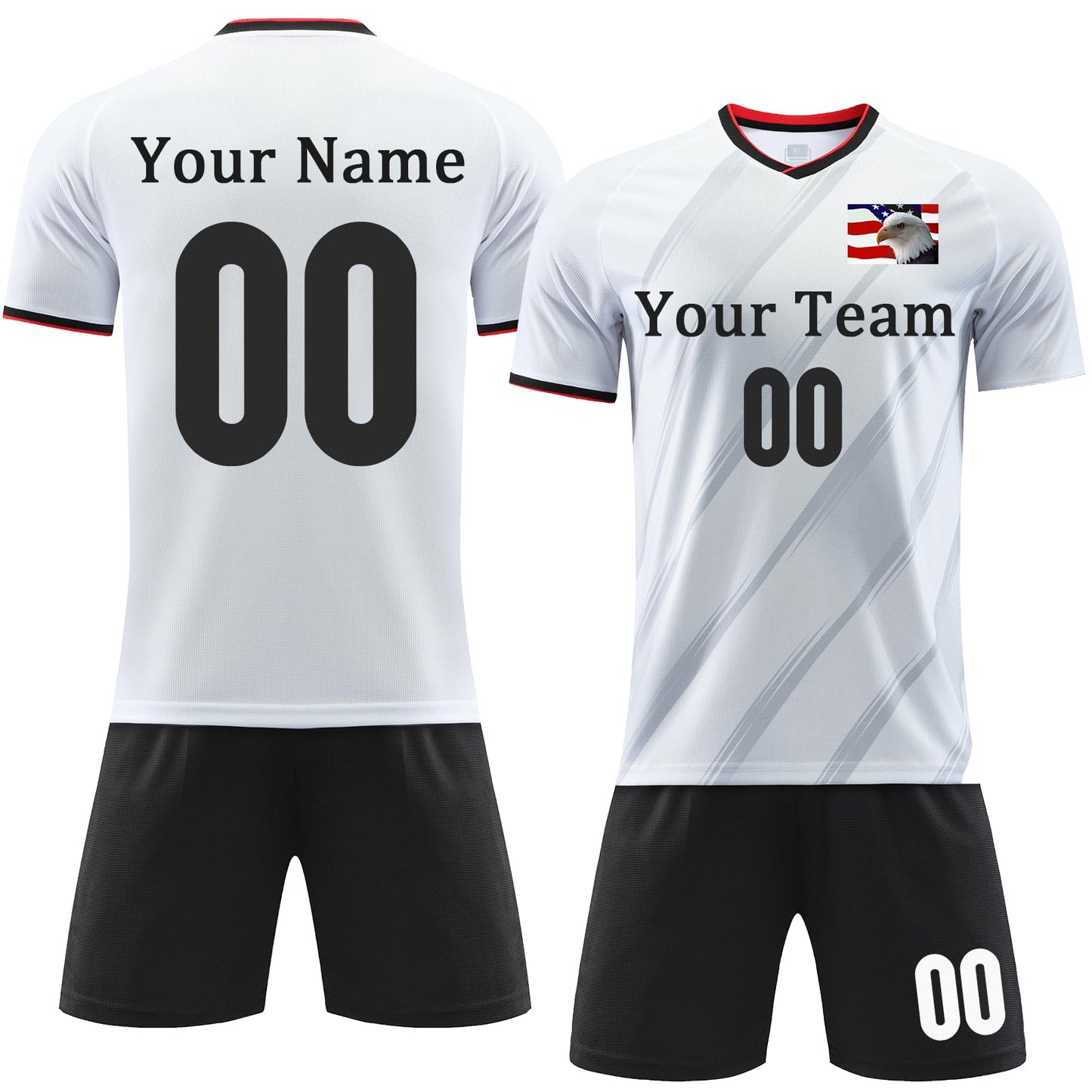 Custom Soccer Jersey Kids Adults Personalized Soccer Uniform with Team Name Number Logo White