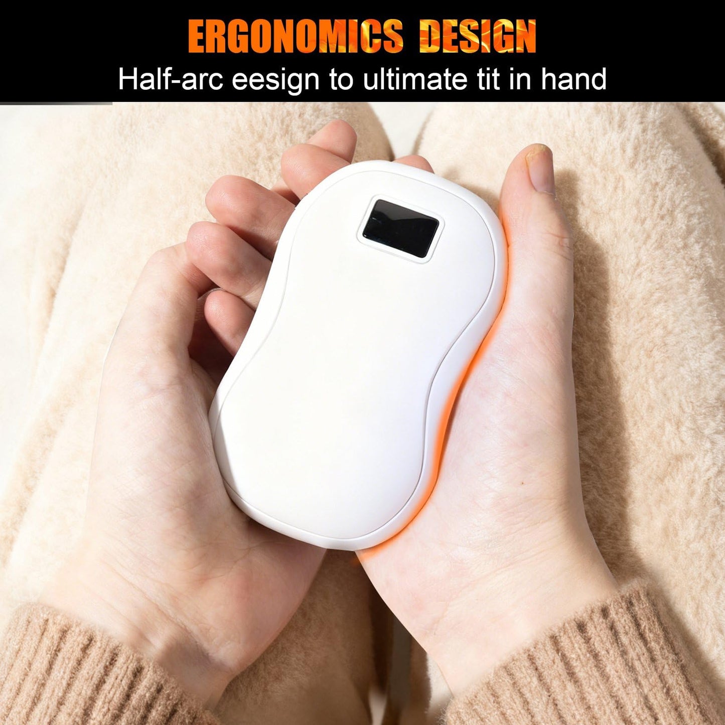 Hand Warmers Rechargeable 2-Pack – AI Electric Pocket Heaters, Fast 131 °F Heat, 18-Hour Warmth, 3-Level Settings, UL-Certified, Ideal for Golf, Raynaud’s, Camping & Gifts for Men & Women White