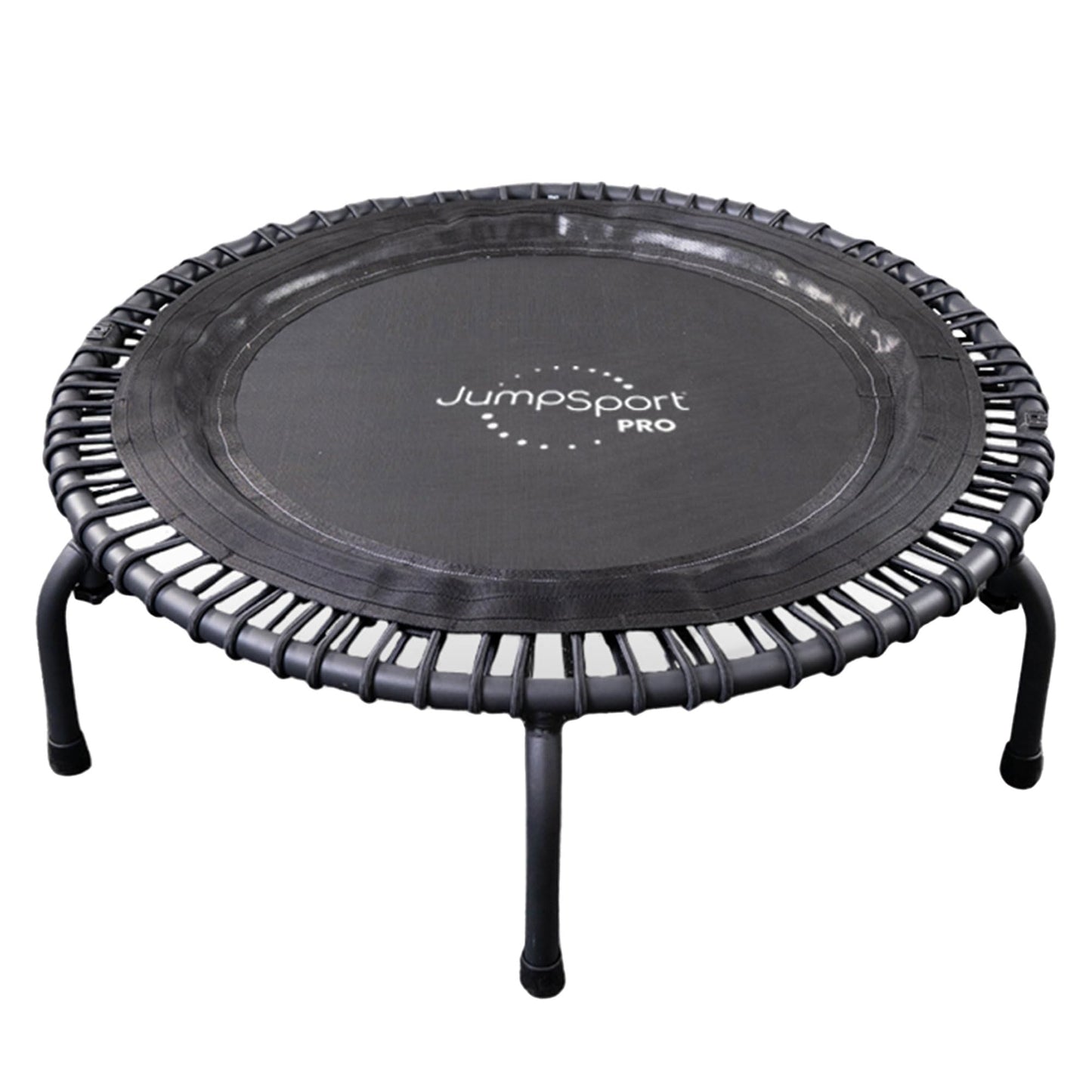 JumpSport 550f Pro Indoor Heavy Duty Folding Exercise Trampoline for Adults with Arched Legs and 7 Adjustable Tension Settings, Black