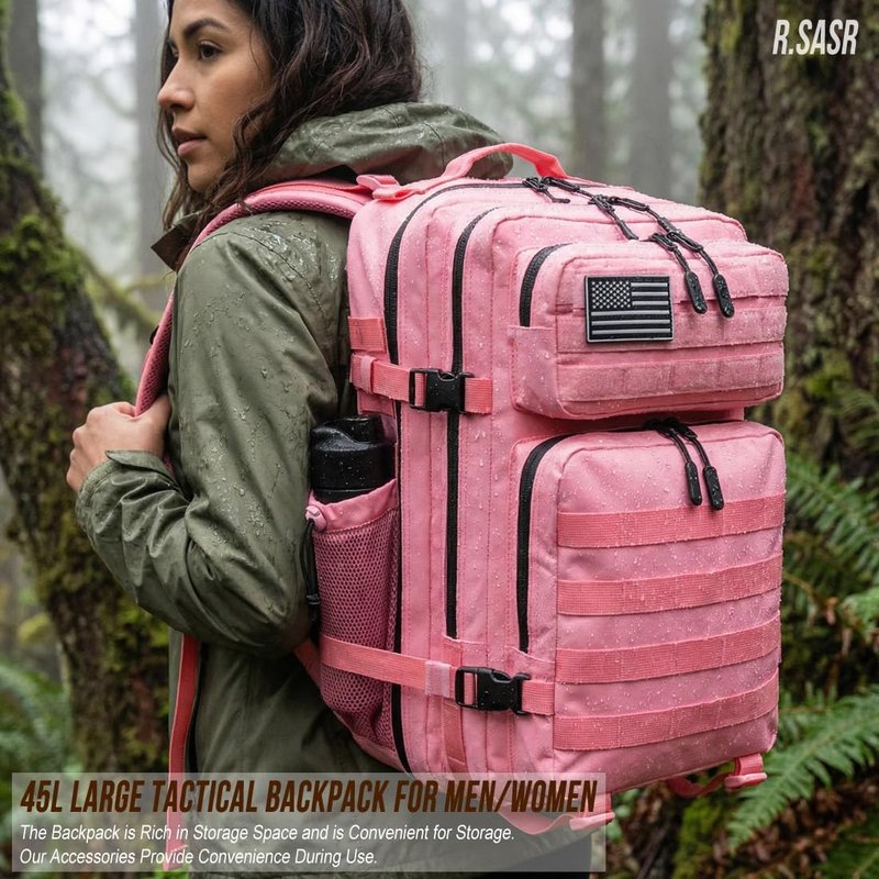 Tactical Backpack - 45L Military Assault Pack with MOLLE | Large 3-Day Bug Out Bag for Hiking & Camping