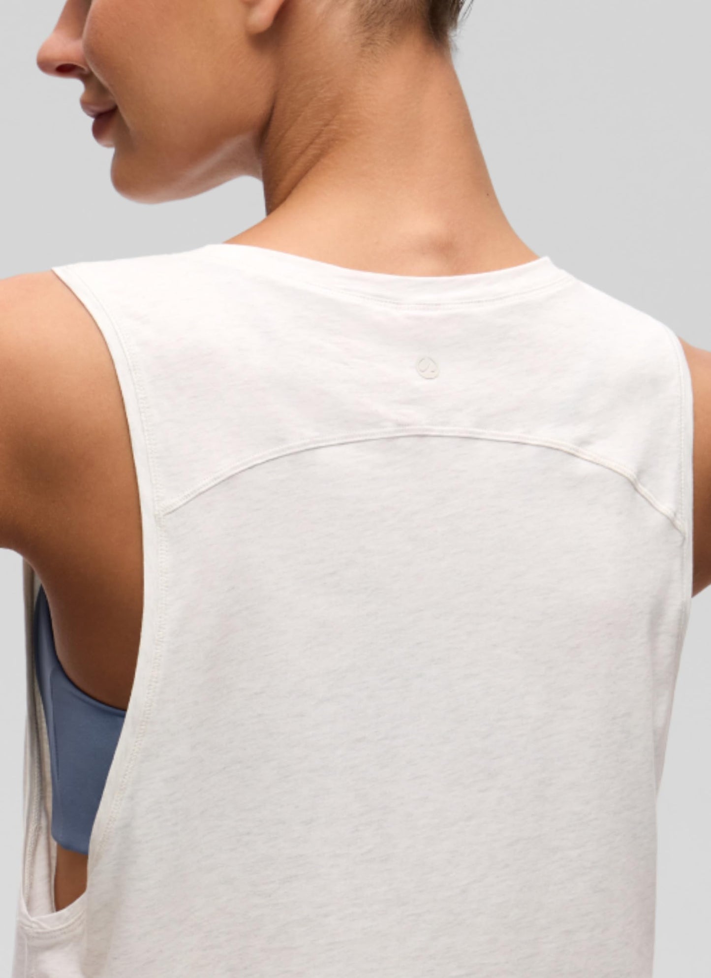 CRZ YOGA Pima Cotton Dropped Armhole Tank Ice Grey/White Small