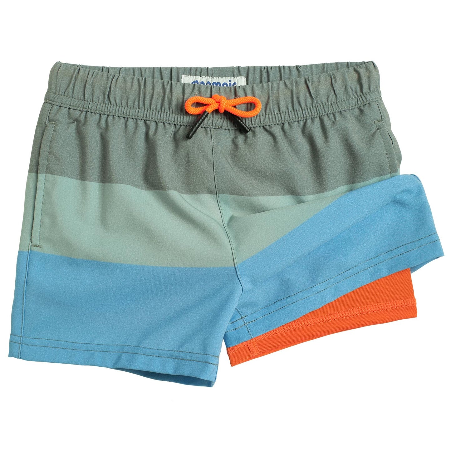 maamgic Boys Swim Trunks with Compression Liner Toddler Stretch Swim Shorts Quick Dry Swimming Trunks Boxer Brief 2 in 1 Beach Shorts Stripe Grayblue 7