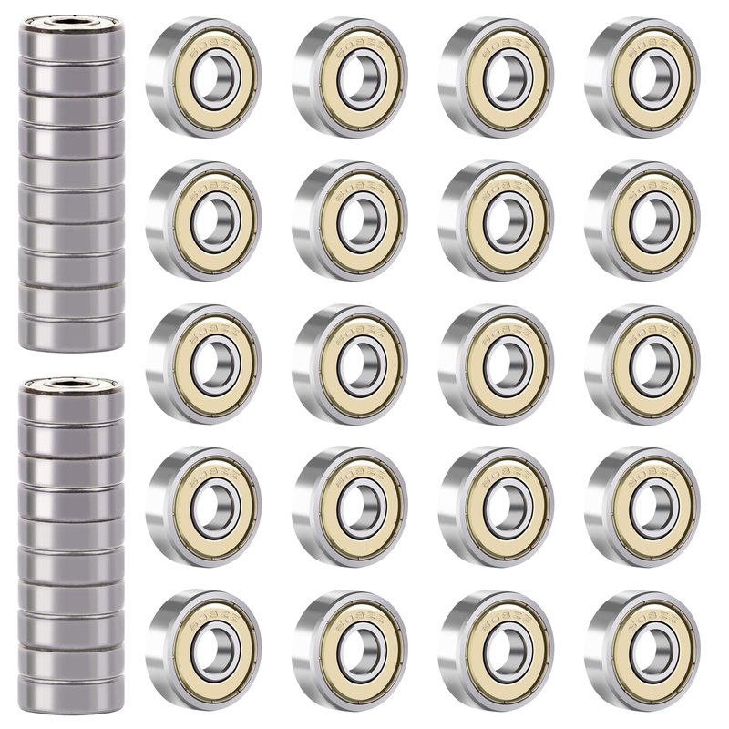LEEGAWU 40 Pcs 608 ZZ Ball Bearings – Bearing Steel and Double Metal Sealed Miniature Deep Groove Ball Bearings (8mm x 22mm x 7mm)