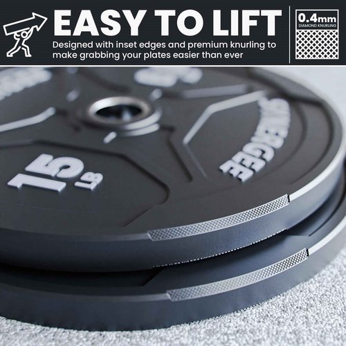 Synergee EZ Grip Bumper Plates 15 LB Pair Black