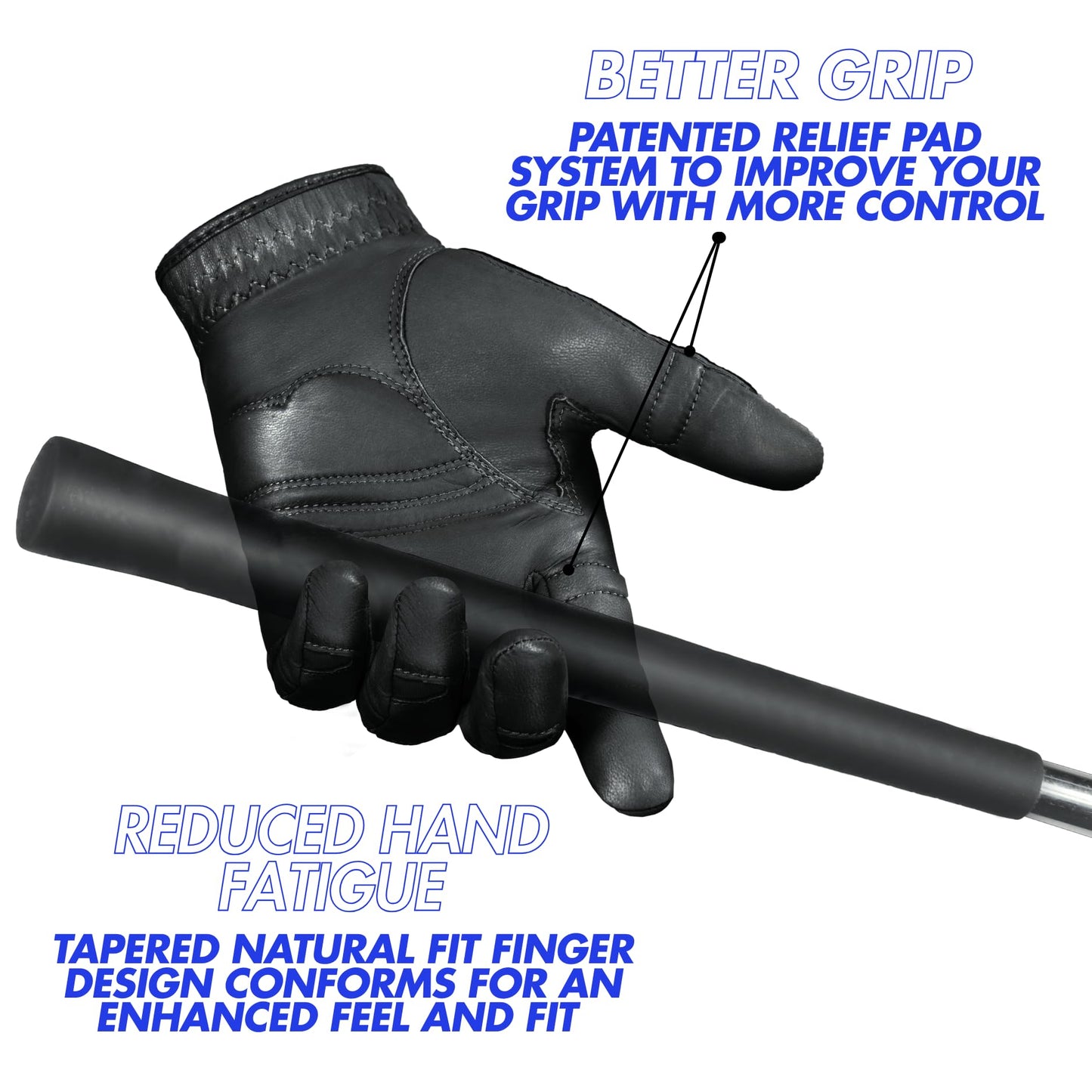 Bionic Men's StableGrip with NaturalFit 2.0 Golf Glove with Dual Expansion Thumb for Best Fit - Premium Cabretta Leather… (Black, Large, Left)