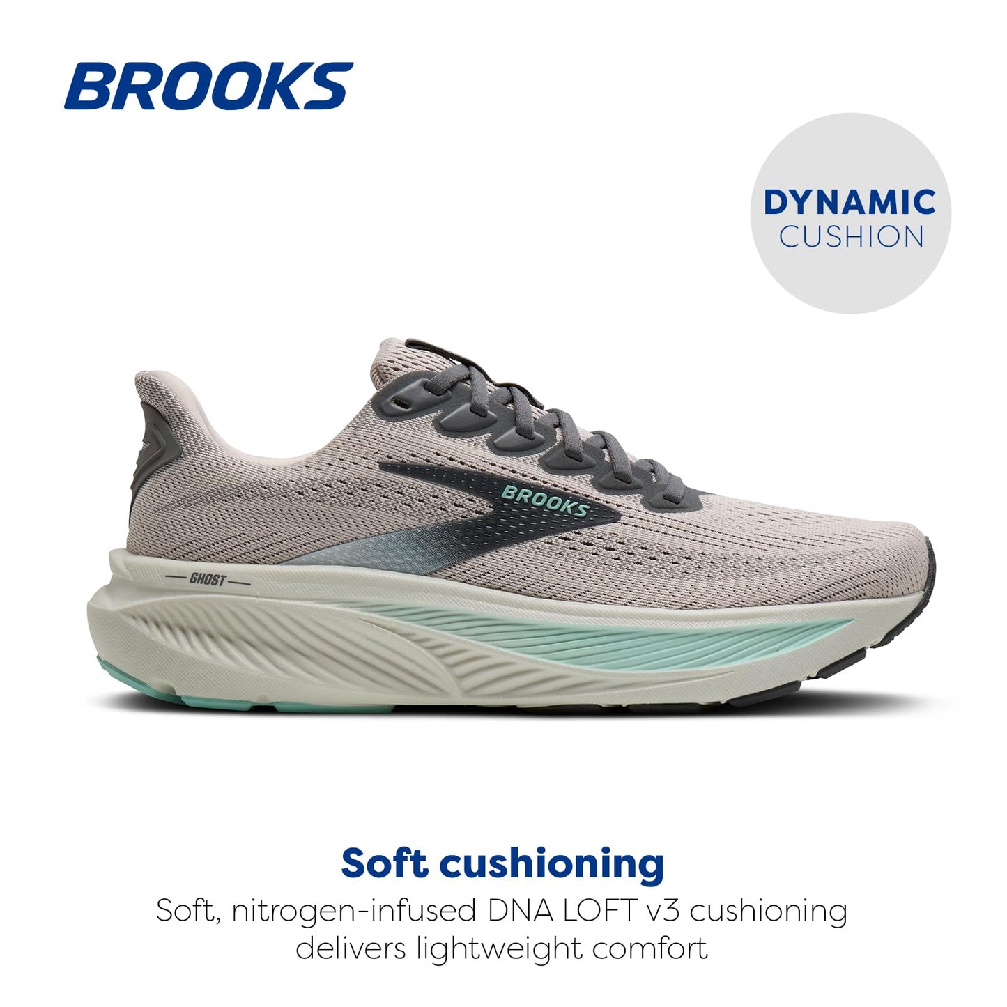 Brooks Women’s Ghost 17 Neutral Running Shoe - Mauve/Yucca/Bluewash - 9 Medium