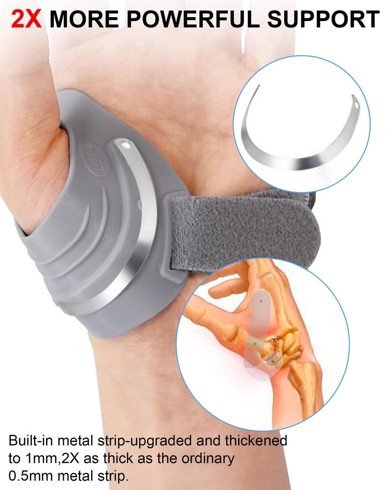 Thumb Brace for Joint Pain,CMC Joint Thumb Arthritis Brace, Thumb Splint for Osteoarthritis, Tendonitis, Arthritis Relief, Thumb Support Brace, CMC Joint Stabilizer Orthosis(Left Hand, M, Gray)