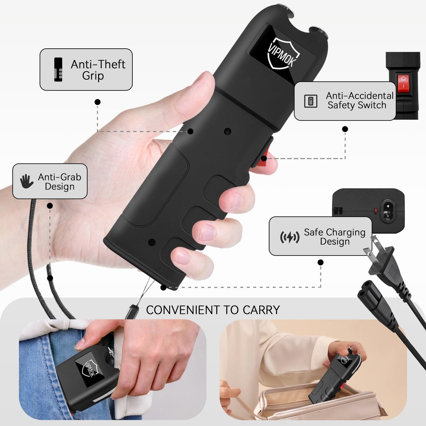 VIPMOK-928 2 in 1 Stun Gun with LED Flashlight Personal Protection Device