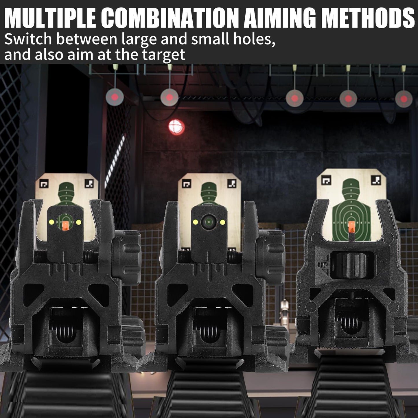 LXYYM Flip Up Sight Front and Rear Flip Lightweight Sights,with Green Red Fiber Optics Dots, Mounted on Any Picatinny Rail