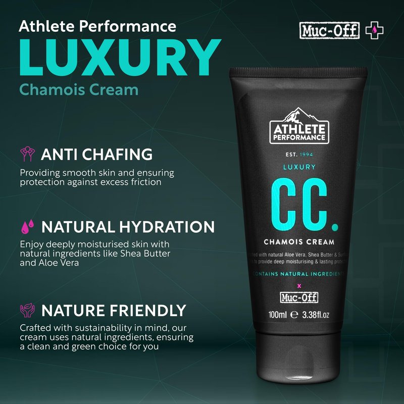 Muc-Off Luxury Chamois Cream Cycling | Anti-Chafing, Moisturizing Formula | Long-Lasting Comfort & Protection | Ideal for Cyclists, Triathletes, and Runners (100 ml (Pack of 2))