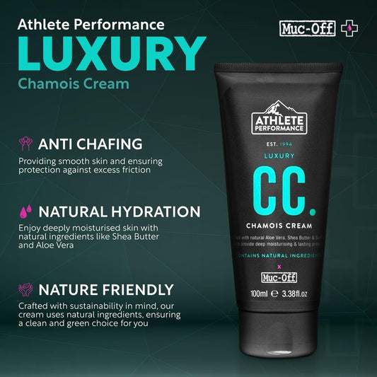 Muc-Off Luxury Chamois Cream Cycling | Anti-Chafing, Moisturizing Formula | Long-Lasting Comfort & Protection | Ideal for Cyclists, Triathletes, and Runners (100 ml (Pack of 2))