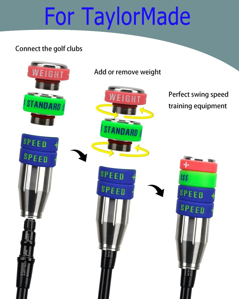 Big Crazy Golf Swing Speed Trainer Adjustable, Golf Training Equipment Three Weight Configuration Options, Golf Tempo Training Aids Connect Your Golf Clubs for Taylormade