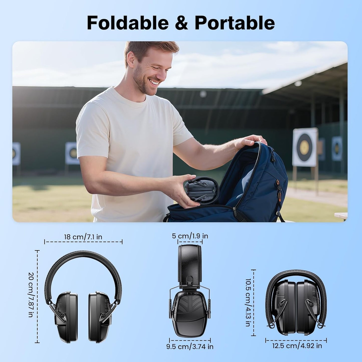 Link Dream Ear Protection - NRR 35dB Noise Canceling Ear Muffs with Adjustable Headband for Shooting | 2-Pack