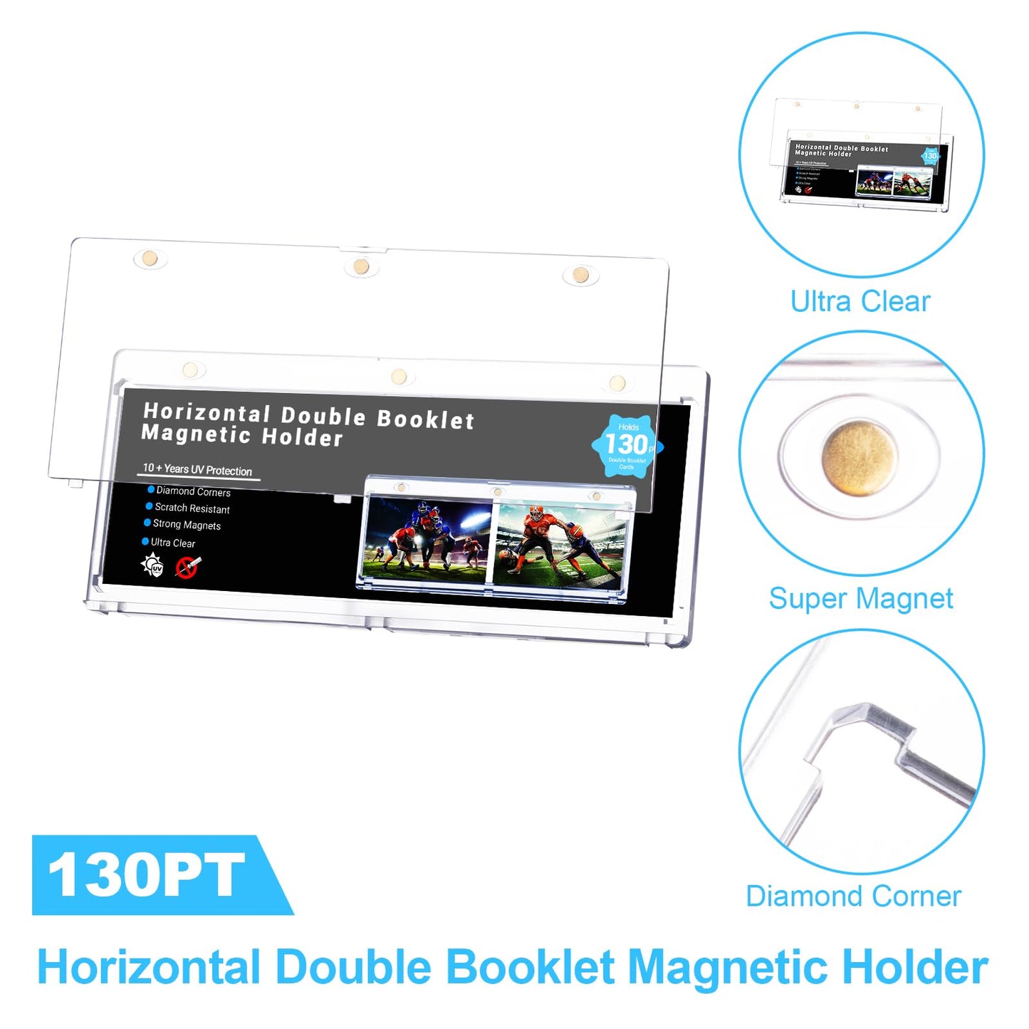 2 Pack Horizontal Booklet 130PT One Touch Magnetic Card Holders