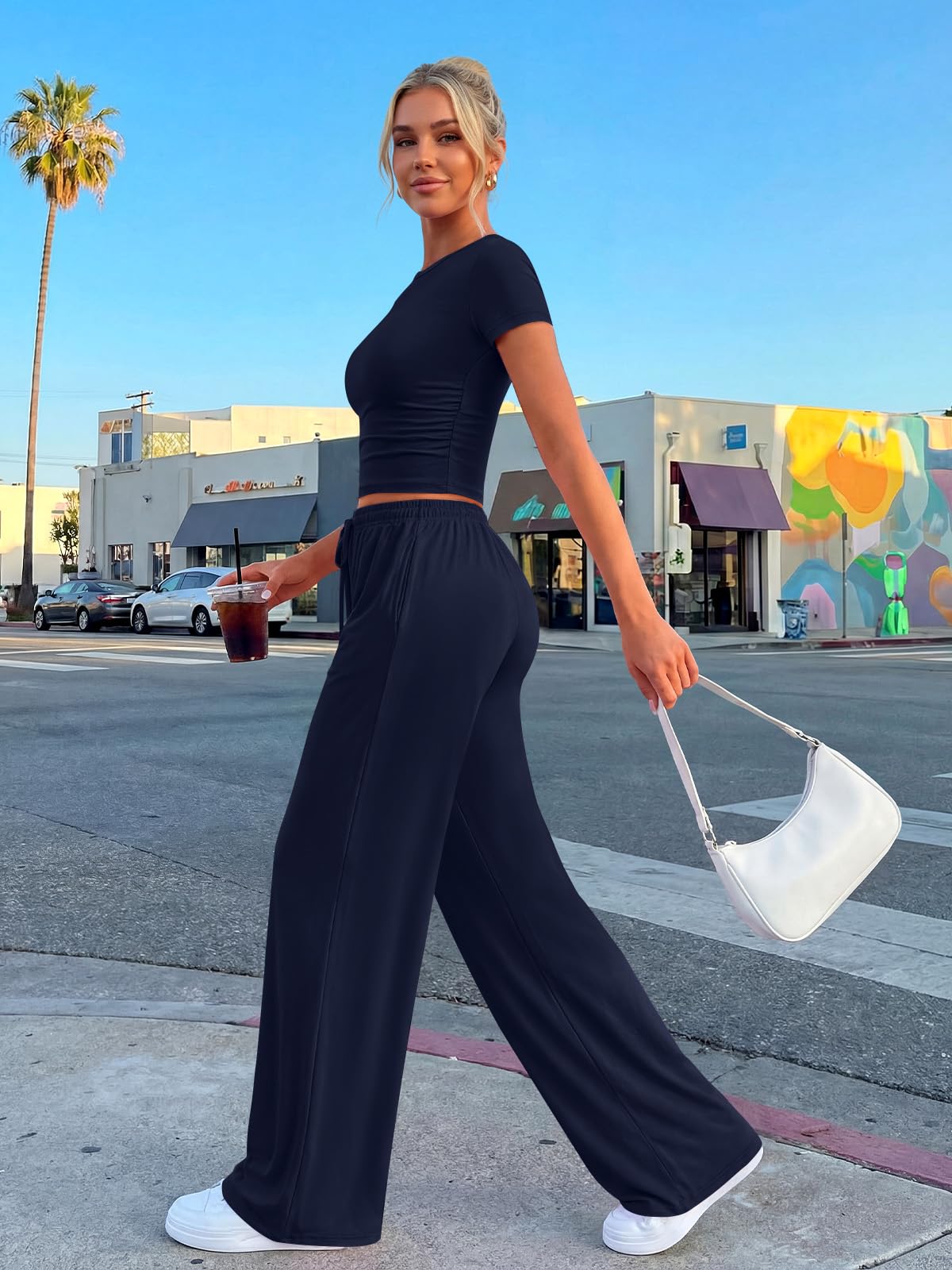 Trendy Queen Womens 2 Two Piece Set 2026 Summer Workout Vacation Gym Clothes Spring Fashion Lounge Matching Airport Travel Outfit Resort Wear Fitness Athleisure Clothing
