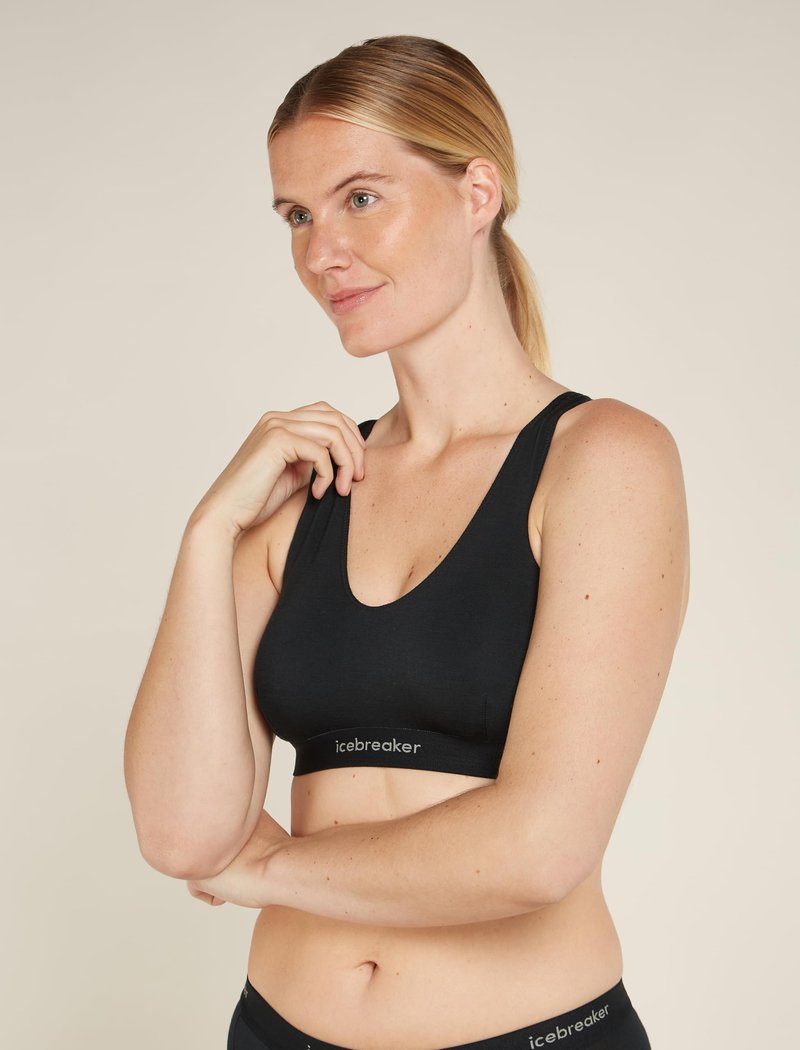 icebreaker Women’s Merino Blend 125 Cool-Lite Sprite Racerback Bra - Black - Medium