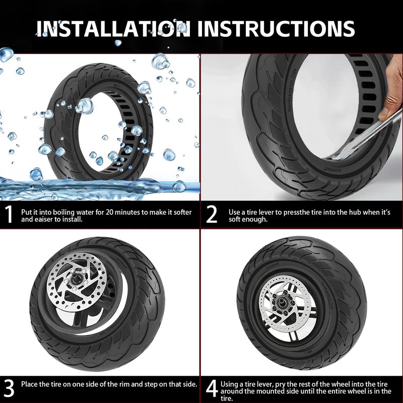 10x2.125 Solid Tire, 10 inch Tires Replacement, Tubeless Tyre for Segway Ninebot F20/F25/F30/F40/F65/D18W/D28U/D38U Gotrax G4/XR/V2 Hiboy S2 Pro Electric Scooter (2 Pack) (2)