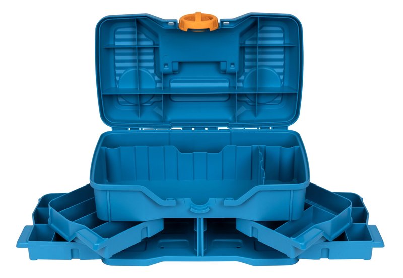 Flambeau Outdoors 440NGA NextGen 4/0 Medium Fishing Tackle Box, 4 Pivot Trays, 23 Compartments, Advanced Tackle Storage Organizer, Blue