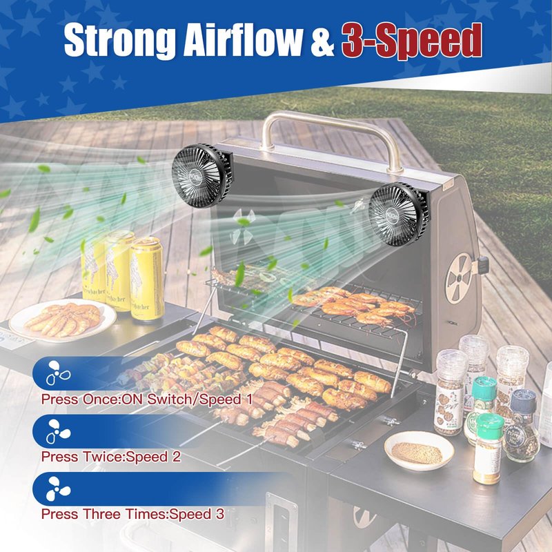 NOKINS Golf Cart Fan, Portable Magnetic Fans for Golf Cart EZGO Club Car Yamaha, Low Noise Designed and 3-Speed Settings 360° Rotatable with Magnetic Mount Base&USB Input (Set of 2)