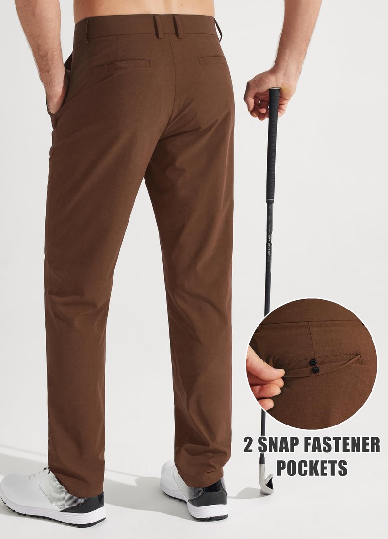 Libin Men's Pants 30" Comfy Business Casual Golf Pants Quick Dry Lightweight Fashion Outfits for Men Travel Vocation Dress Work Water Resistant, Light Coffee, 36W x 30L
