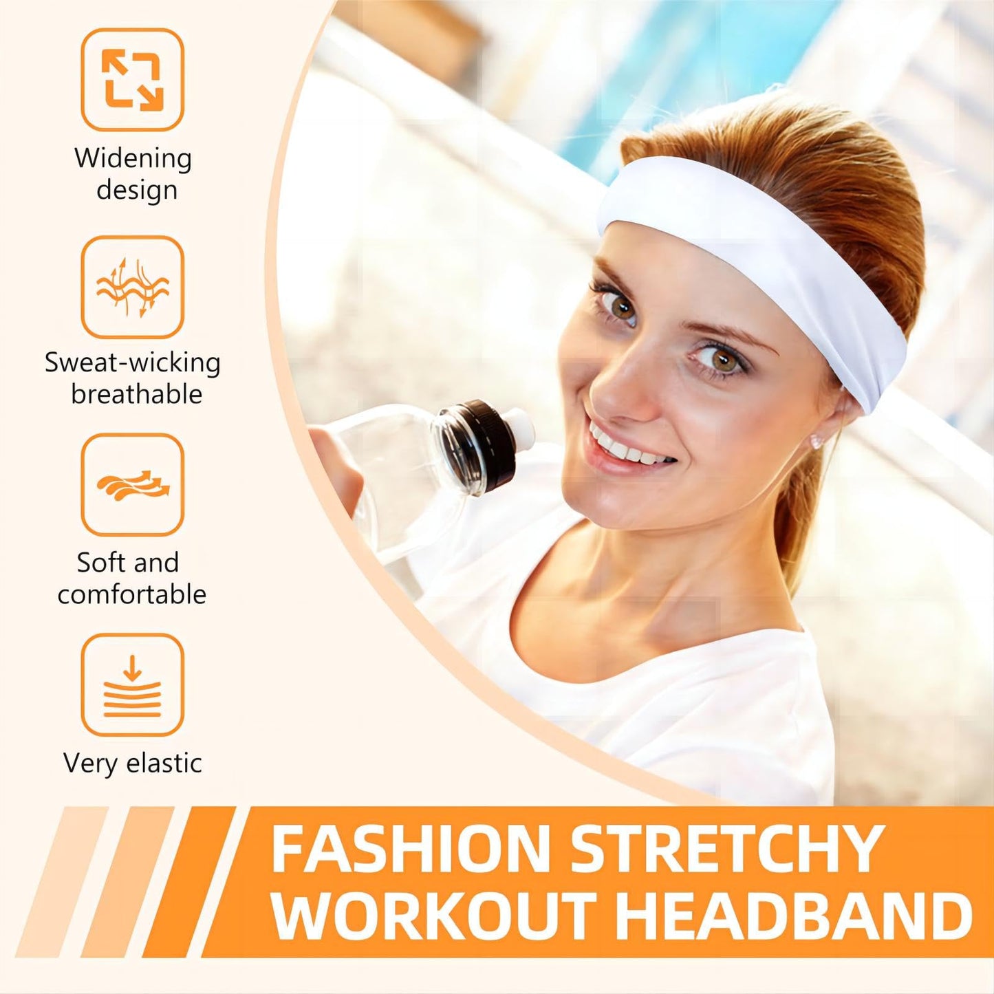 Headbands for Women 8PCS, Non Slip Sports Headband Elastic Soft Running Fashion Headband Absorb Sweat Headbands for Men for Women