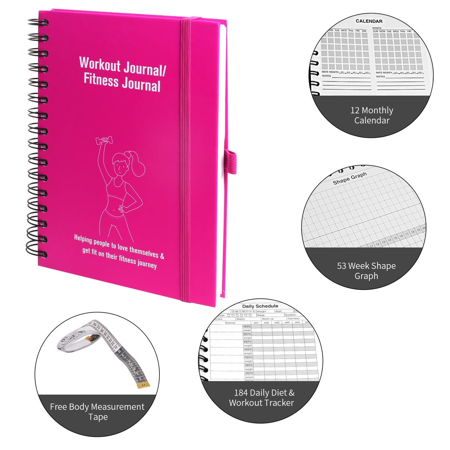 Fitness Journal and Workout Planner for Women & Men - Workout Log Book for Track Progress, Weight Loss - Home Gym Essentials for Training Monitoring