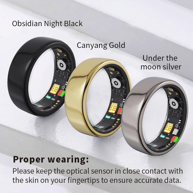 Fitness Tracker Ring, Smart Ring with Step Counter Calorie Tracking Multiple Sport Modes Remote Care for Men Women (Black 9)