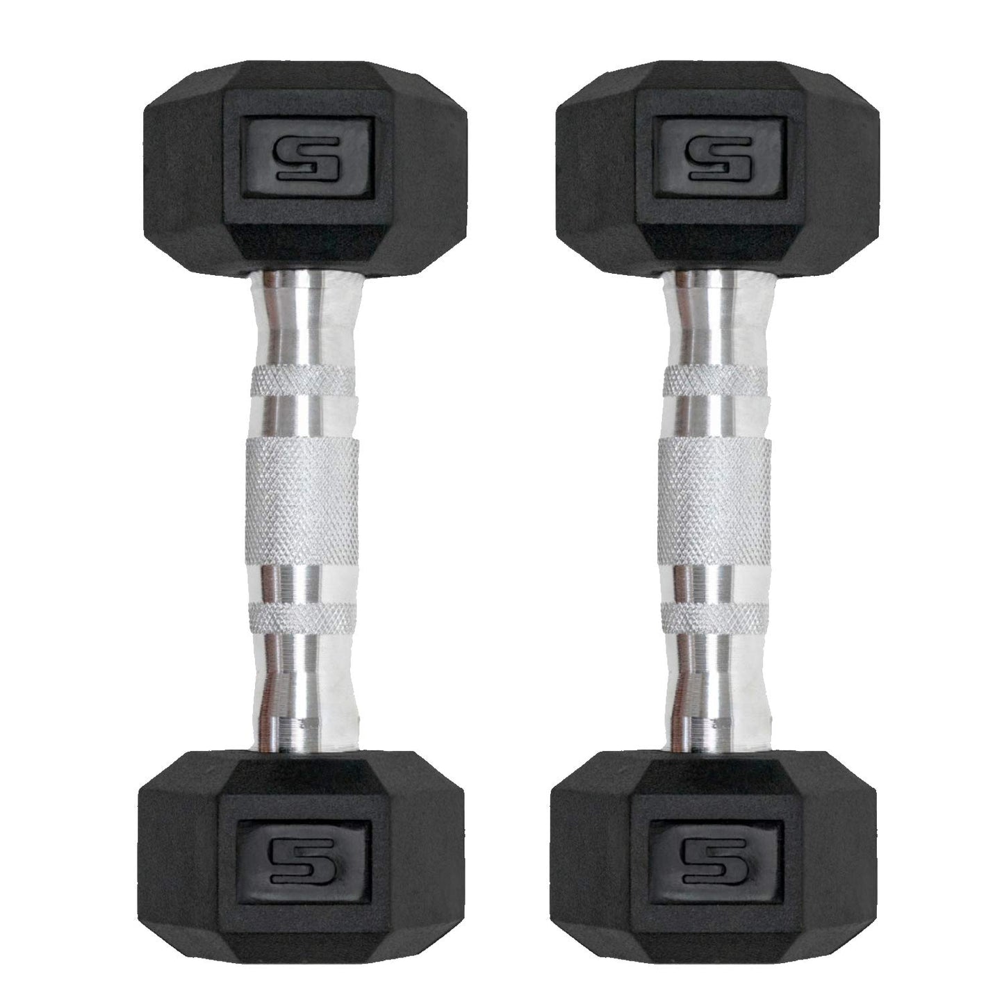 Dumbbells Set of 2 Hex Rubber Encased Dumbbells, Weights Dumbbells Set with Metal Handle for Exercise and Fitness (5 lb, Pair)