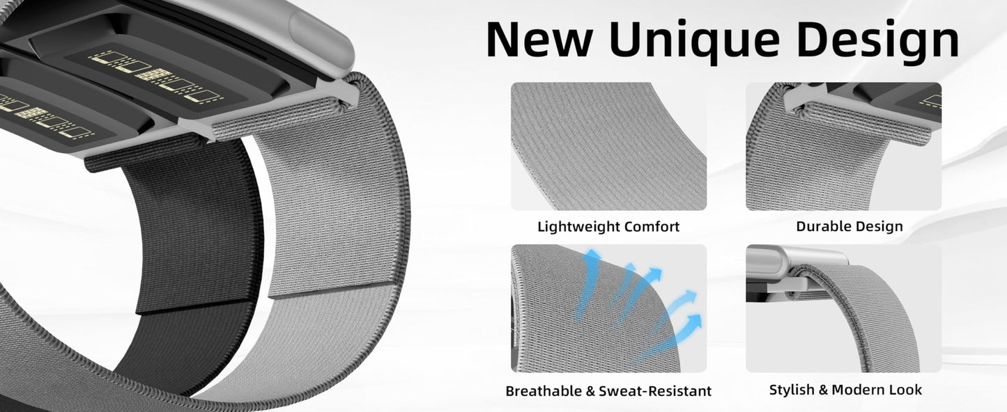 iprisu CoreKnit Waterproof Sport Band Compatible with WHOOP 5.0 / One/Peak/Life | Adjustable, Quick-Drying & Sweat-Resistant Strap for Workouts and Daily Wear (Grey/Matte Silver, Life/MG)