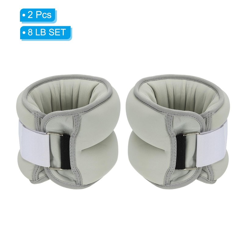 PATIKIL Ankle Weights 8lbs, Wrist Weights Adjustable Leg Weights Sets for Women Men Aerobics Gym Yoga Walking Running, Grey