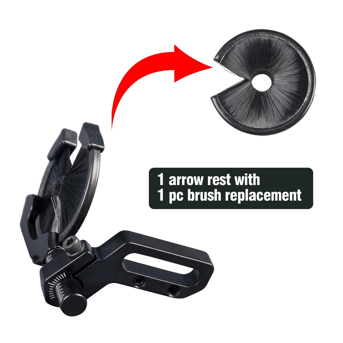 Compound Bow Full Containment Brush Arrow Rest Archery Accessories - Round Replacement Black