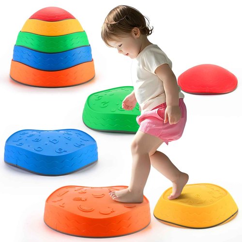 Astrell Stepping Stones for Kids - 5pcs Durable Non-Slip Toddler Stepping Stones for Promoting Toddler's Motor Balance Skills, Indoor & Outdoor Obstacle Course Game Toys for Toddler & Kids Age 3+