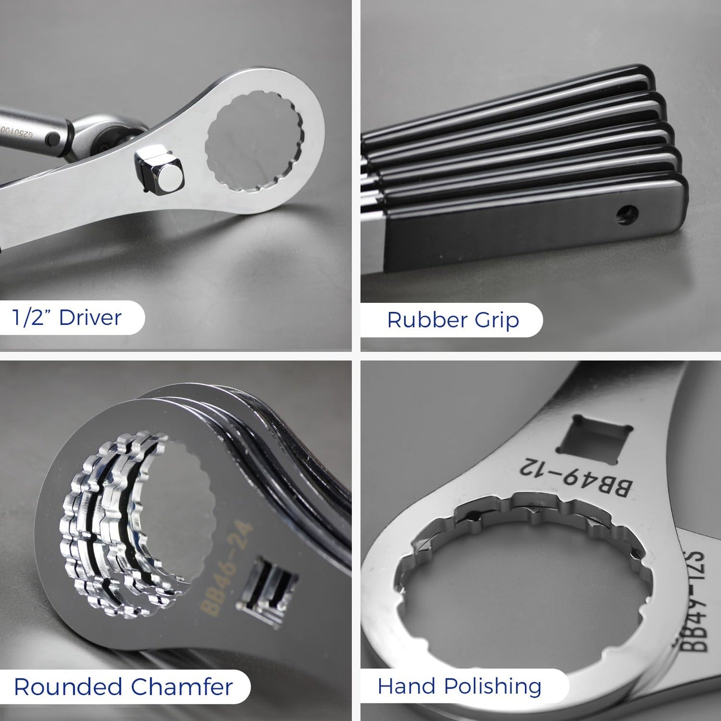 HUBAKO Bike Bottom Bracket Tool for 46 OD 24 Notch, Cr-V Steel + Ni-Cr Plating 1/2” Driver Bicycle Bottom Bracket Bearing Install Removal Tool Compatible with DUB BB46-24/Threaded BSA BB/ROTOR BAS30