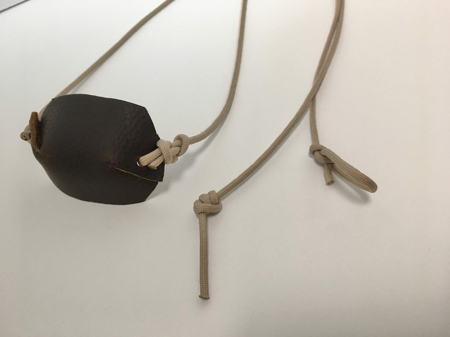 Desert Sand Paracord and Leather Cupped Pouch Shepherd Sling Handmade by David The Shepherd