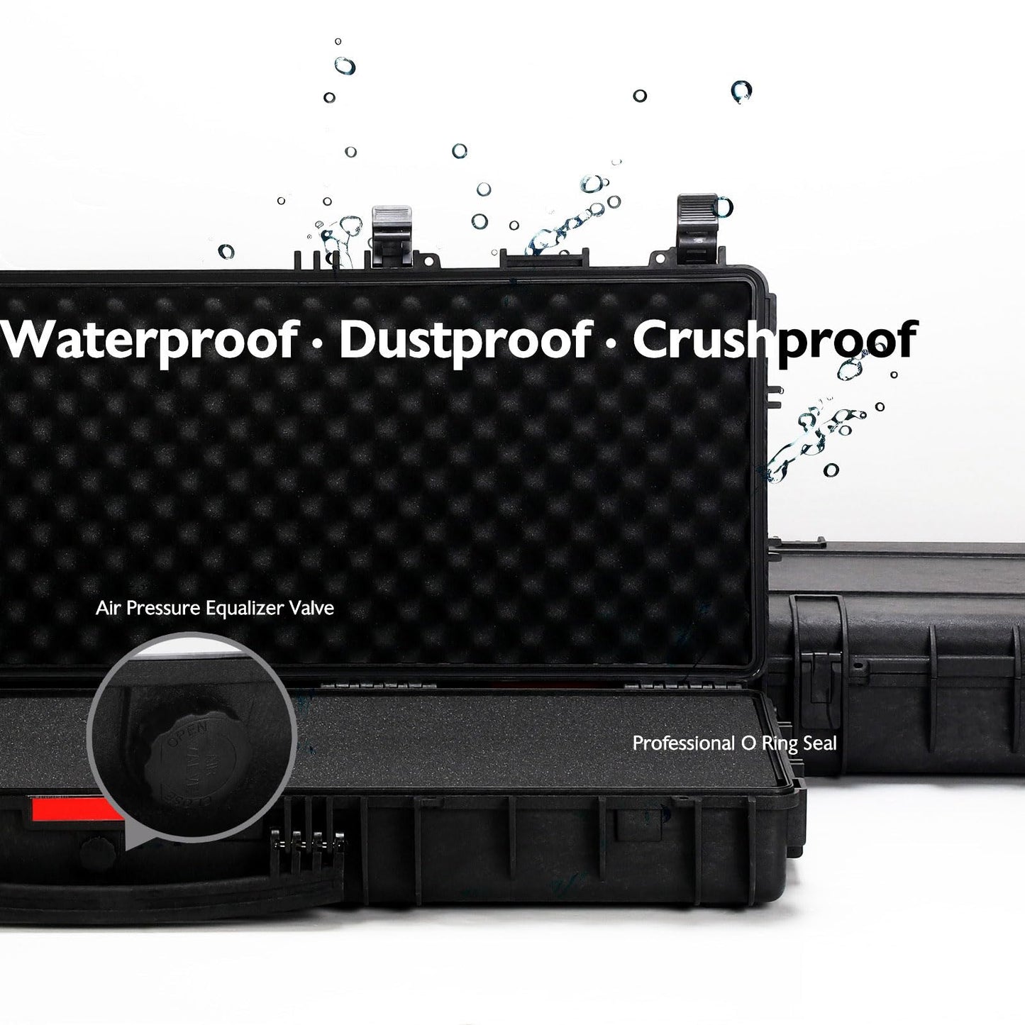 GRWOLF Hard Rifle Case 42.9" with Wheels, IP67 Waterproof & Crushproof Gun Case, TSA Approved Lockable Storage for Rifles, 3 Layer Pick and Pluck Foam + FREE Extra Cubed Foam Insert