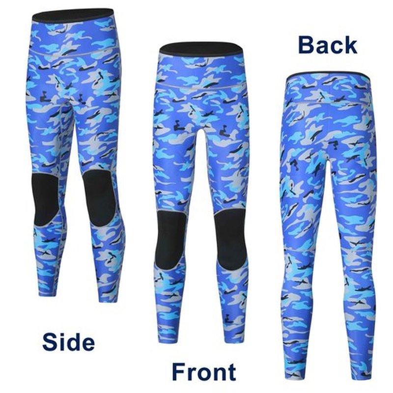 NVKIC Mens Wetsuit 3mm Neoprene Stretch Camouflage Printing Snorkeling 2-Pieces Hooded Diving Suits Blue Color XXL