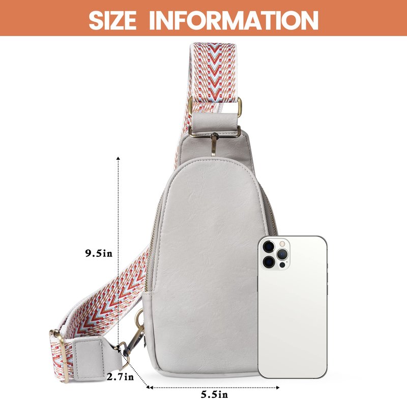 KFXFENQ PU Leather Sling Bag, Small Crossbody Sling Backpack Multipurpose Chest Bag for Women Cycling (Grey)