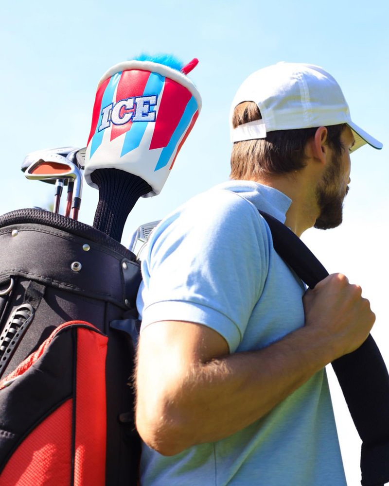 Big Teeth Golf Driver Cover ICE Slushie Cup, Driver Covers for Golf Clubs, Funny Frozen 460cc Head Covers, Funny Milk Shake Ice Cream Golf Club Covers,Blue and Red Color