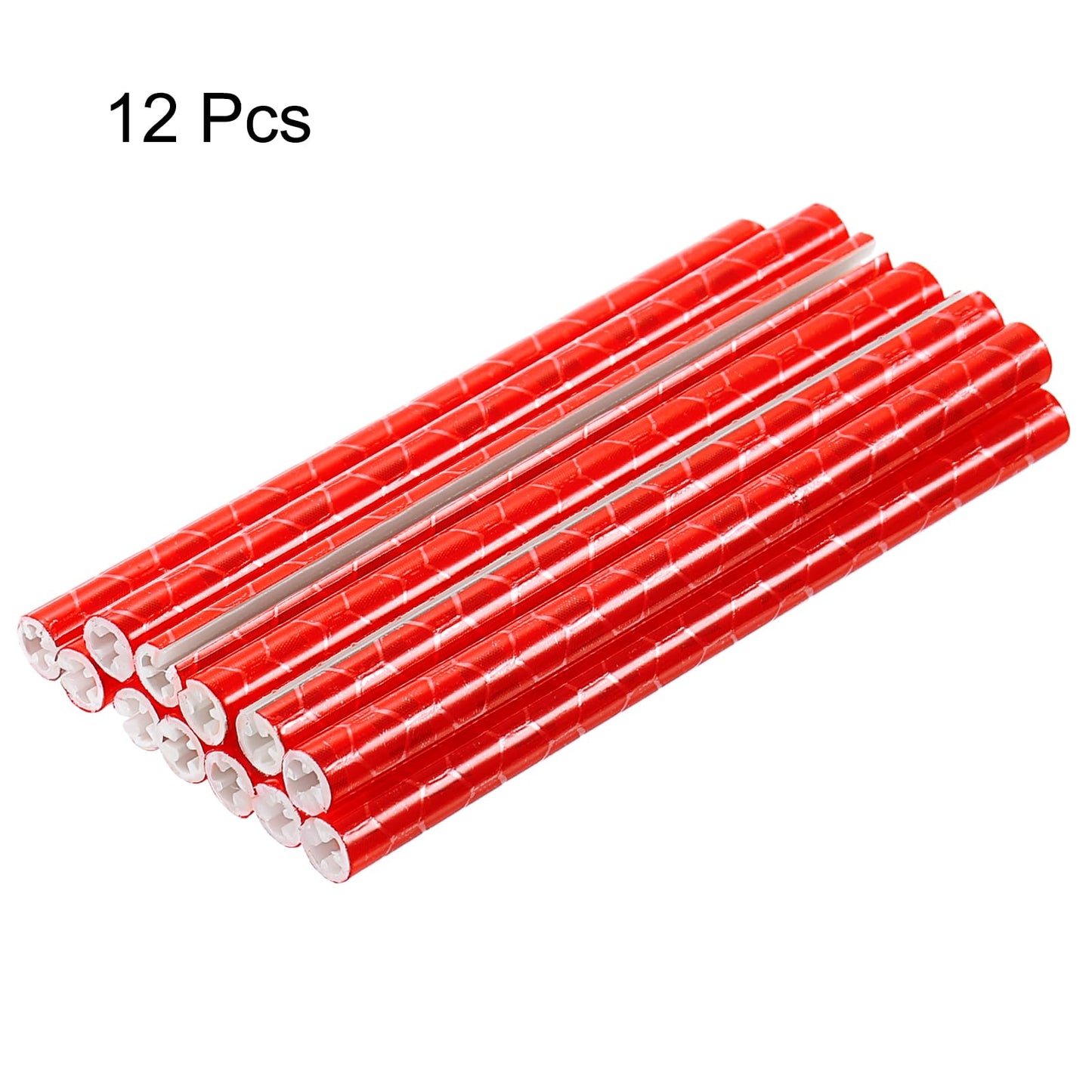 HARFINGTON 12pcs Bike Reflective Spoke Skins 0.2" Plastic Bicycle Spoke Reflectors Spoke Covers Trim Wrap Wheel 360°Visibility for Road Mountain Bike Motorcycles Decoration, Red