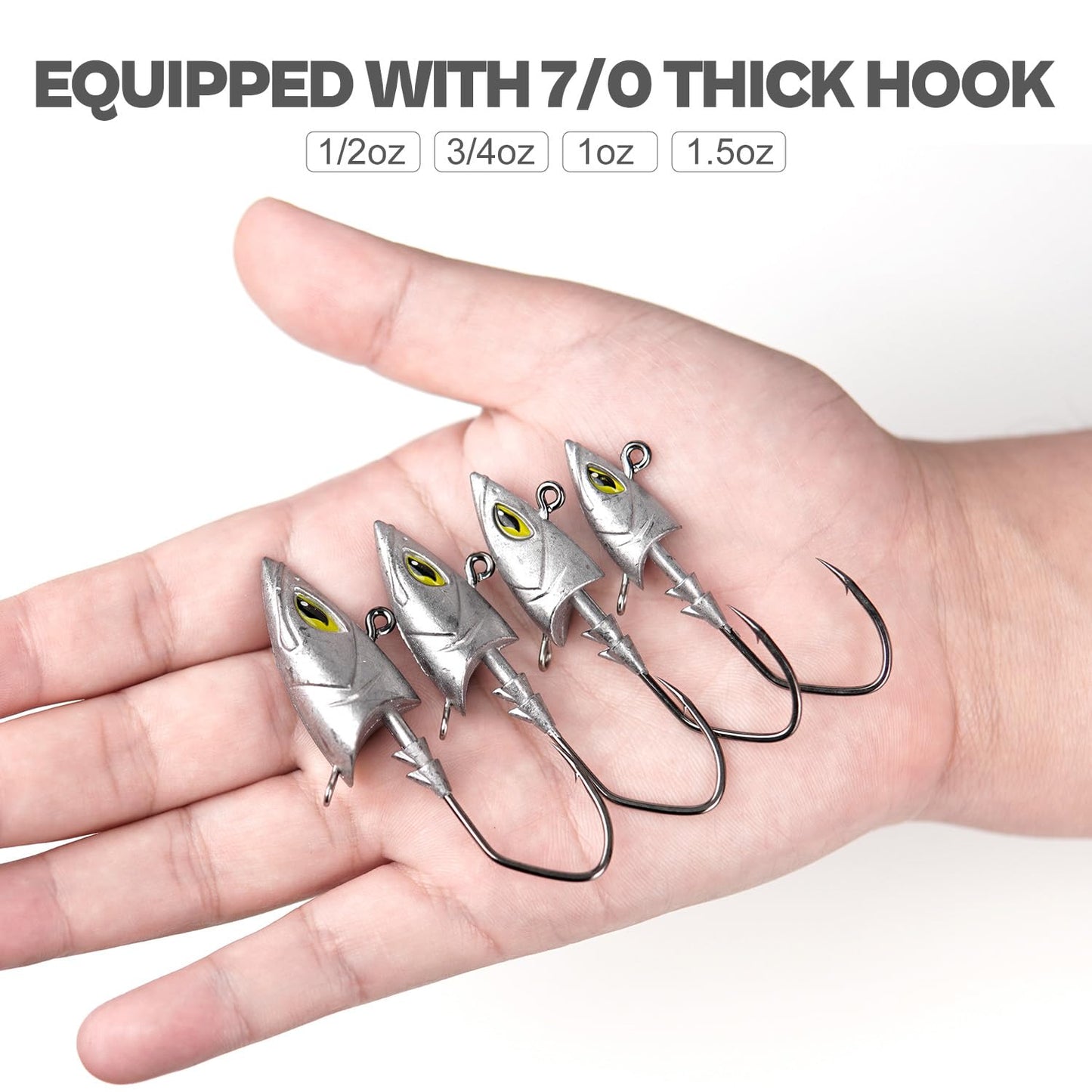 Saltwater Jig Head, Fish Eye Swimbait Jighead for Fishing Inshore/Offshore 1/2oz with 7/0 Hooks for Bass, Stripper, Redfish, Seabass etc.
