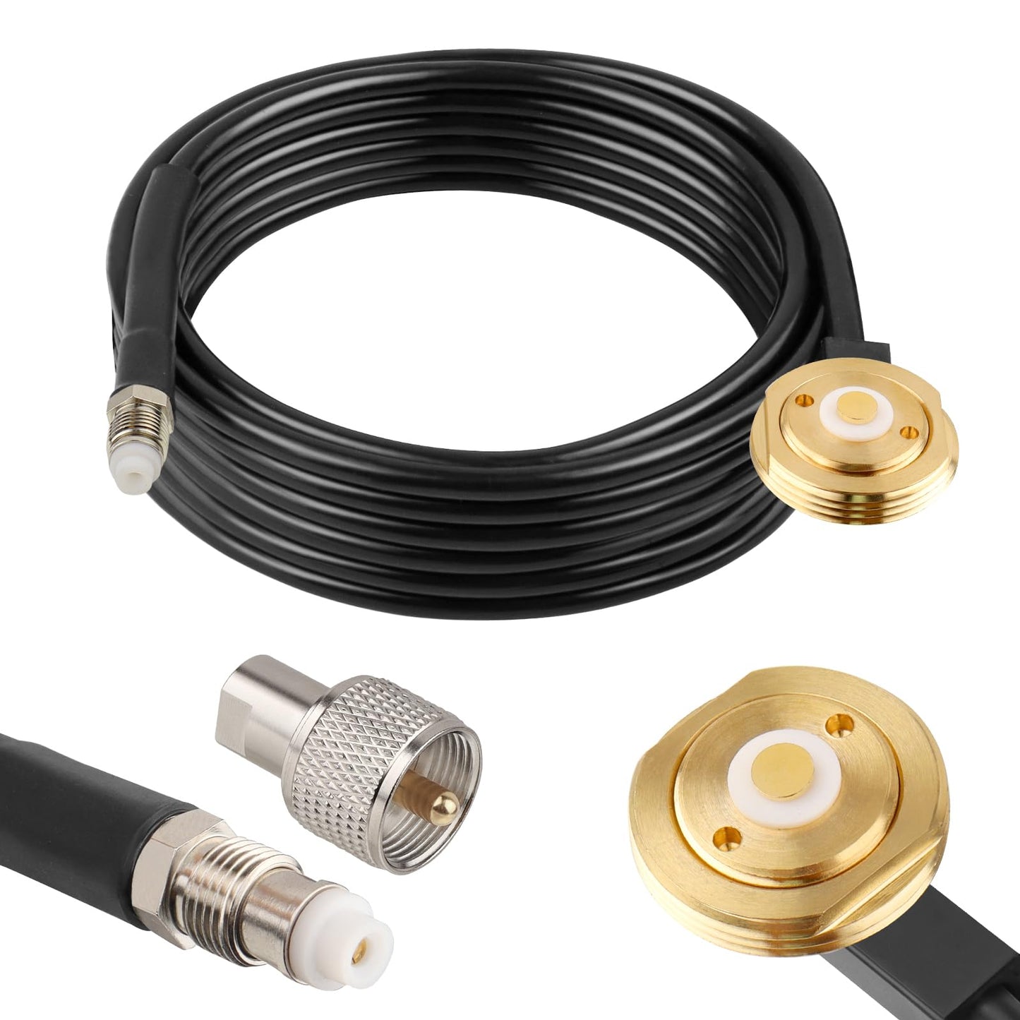 MOOKEERF NMO Antenna Cable,15FT Low Loss RG58 Coaxial CB Antenna Cable Extension with NMO and Removable UHF PL259 Male Connector for VHF/UHF/CB Radio