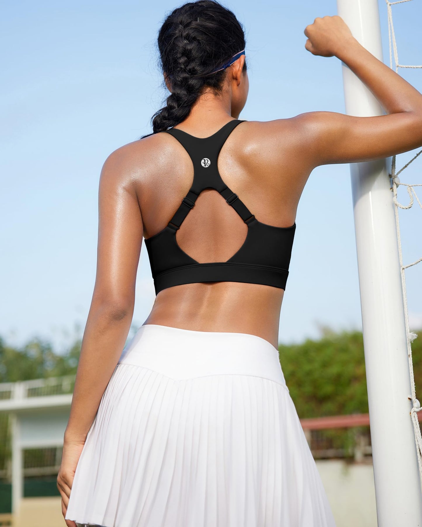 RUNNING GIRL High Impact Sports Bras for Women, Adjustable Straps Black Sports Bra High Support Molded Cup Racerback Workout Bra(WX3143 Black XL)